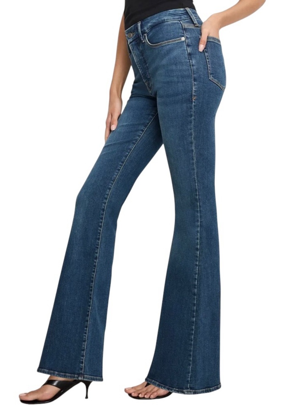 Good American Good Legs Flare Jeans Size 10/30 Dark Wash Sculpting